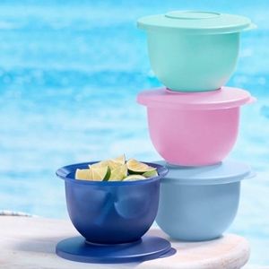 Tupperware Mini Impressions 2.5C BowlsX4 Seals Pink Mint Lilac Navy /GOLDENBERRY